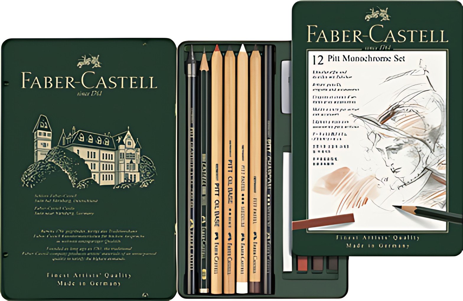 FABER-CASTELL PITT MONOCHROME Set petit, étui de 12 pièces