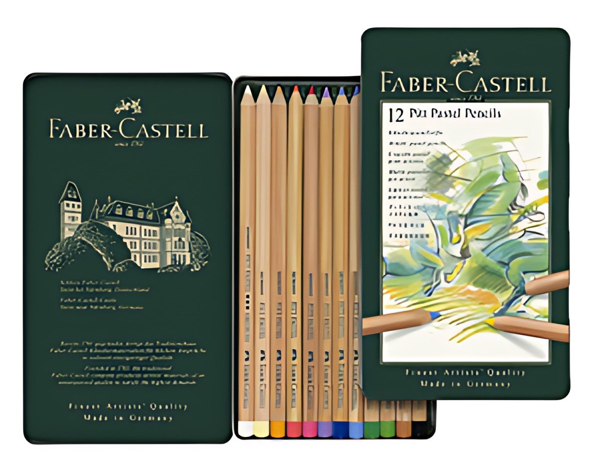 FABER-CASTELL Crayons de couleur PITT PASTELL, étui de 12 en