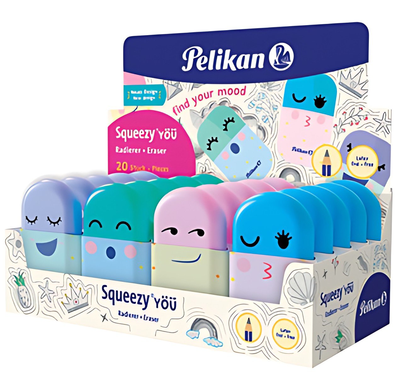 Pelikan Gomme en plastique Squeezy You, en présentoir