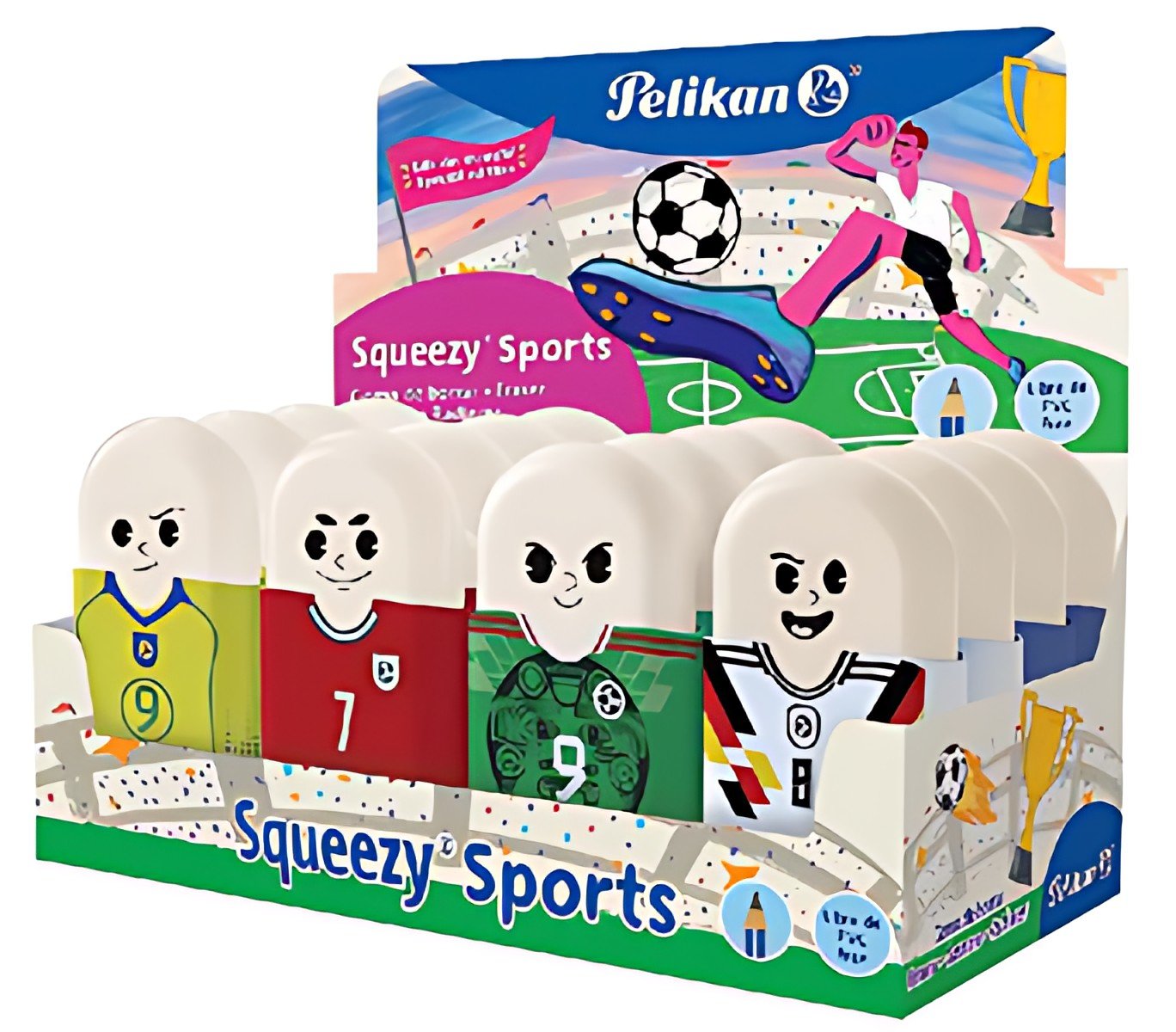 Pelikan Gomme en plastique Squeezy Sports, présentoir