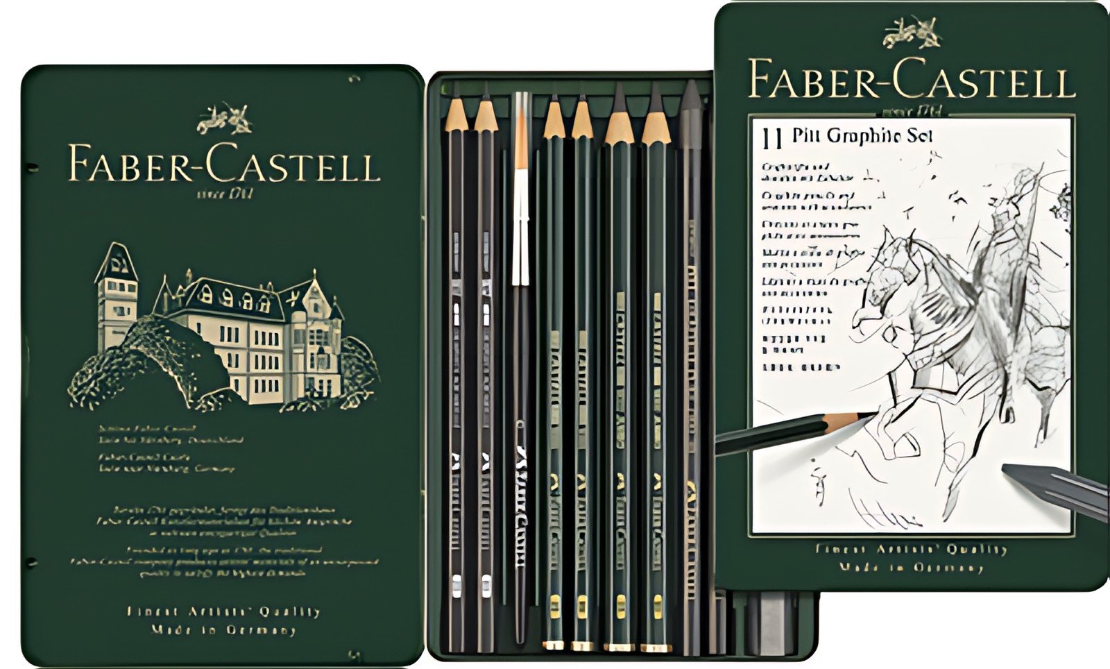 FABER-CASTELL Kit PITT GRAPHITE petit, étui de 9 pièces