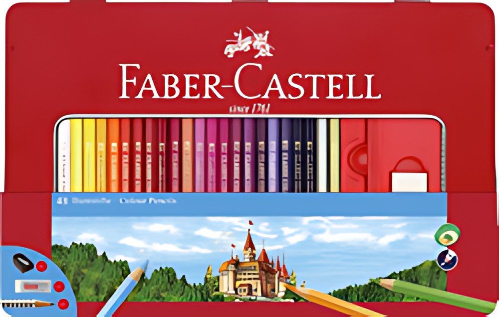 FABER-CASTELL Crayons de couleurs CASTLE, étui métal de 48