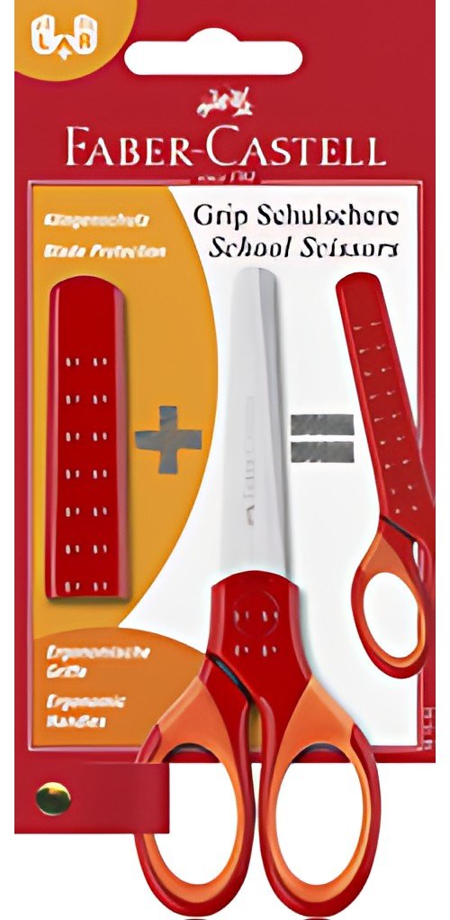 FABER-CASTELL Ciseaux scolaires GRIP, en blister, rouge