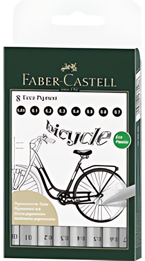 FABER-CASTELL Stylo-feutre ECCO PIGMENT, étui de 8, noir