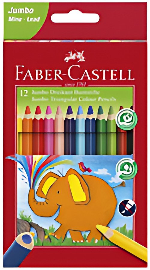 FABER-CASTELL Crayons de couleur triangulaire Jumbo, étui 12