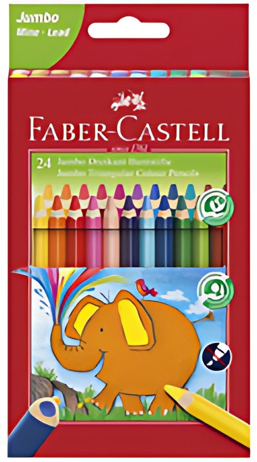 FABER-CASTELL Crayons de couleur triangulaire Jumbo, étui 24