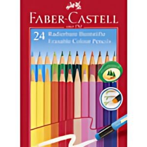 FABER-CASTELL Crayon de couleur gommable, étui carton de 24