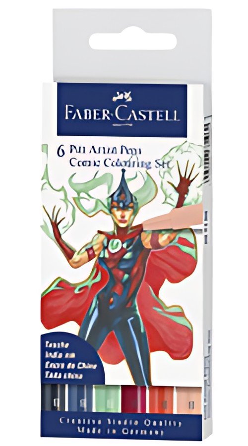 FABER-CASTELL Feutre PITT artist pen, étui de 6 Comic