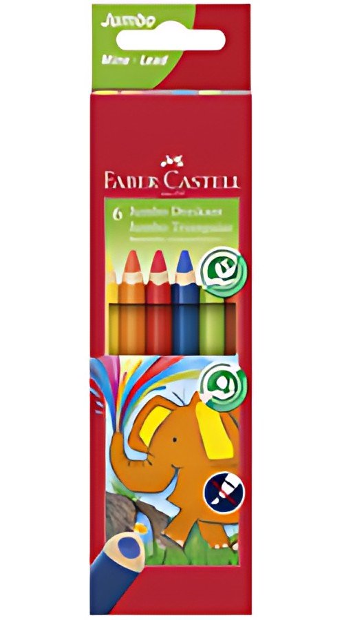 FABER-CASTELL Crayons de couleur triangulaire Jumbo, étui 6
