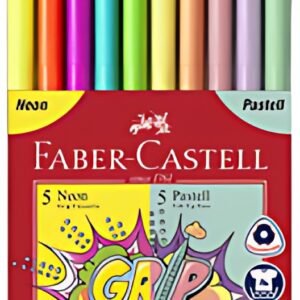 FABER-CASTELL Feutres GRIP fluo + pastel, étui de 10