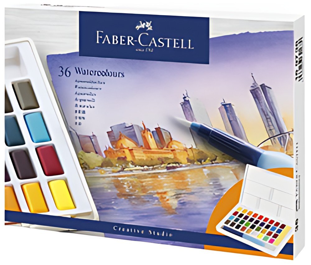 FABER-CASTELL Peinture aquarelle en godets, étui de 36