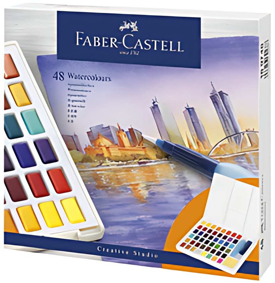 FABER-CASTELL Peinture aquarelle en godets, étui de 48