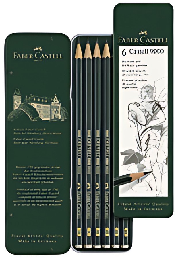 FABER-CASTELL Crayon graphite CASTELL 9000, étui métal de 6