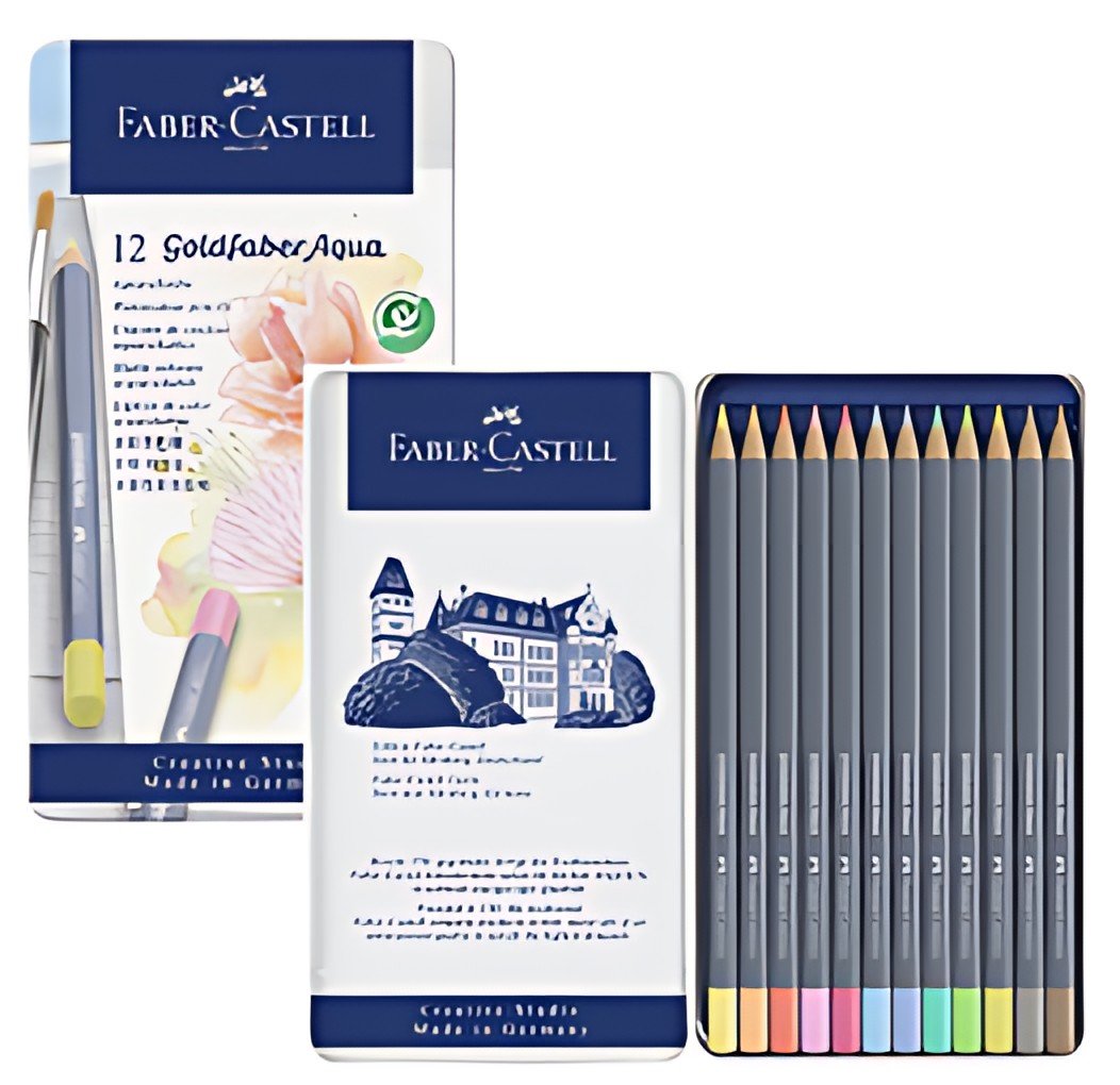 FABER-CASTELL Crayon GOLDFABER Aquarelle, boîte métal de 12