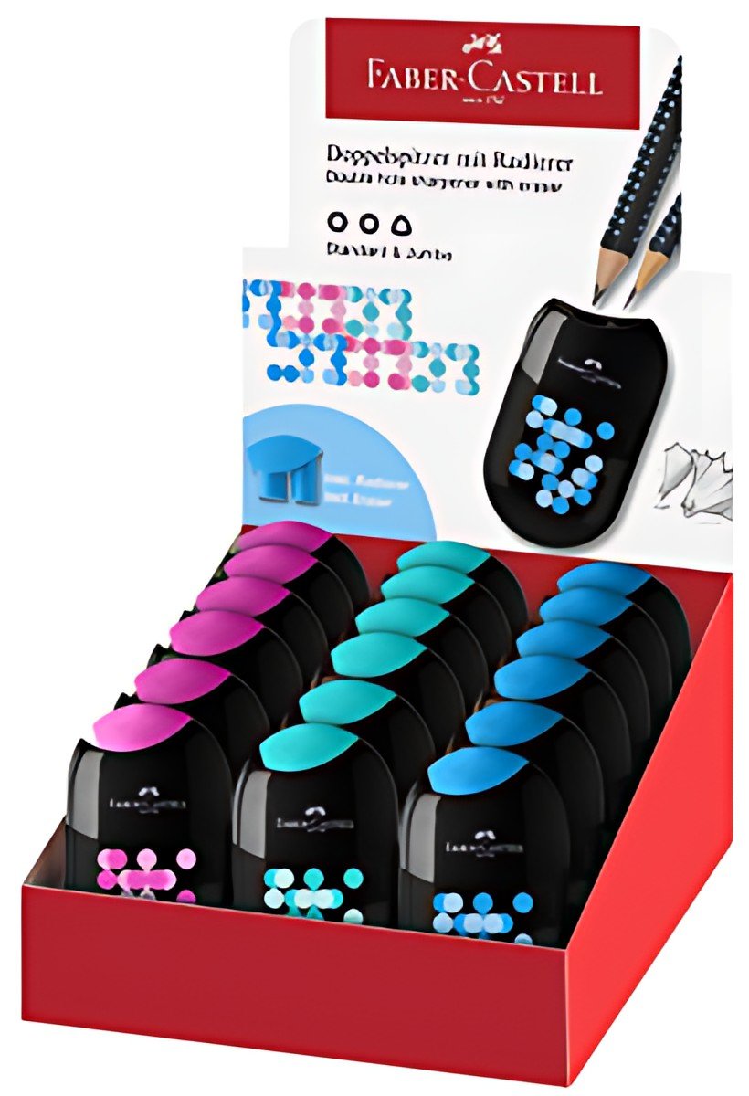FABER-CASTELL Taille-crayon double TWO TONE, en présentoir