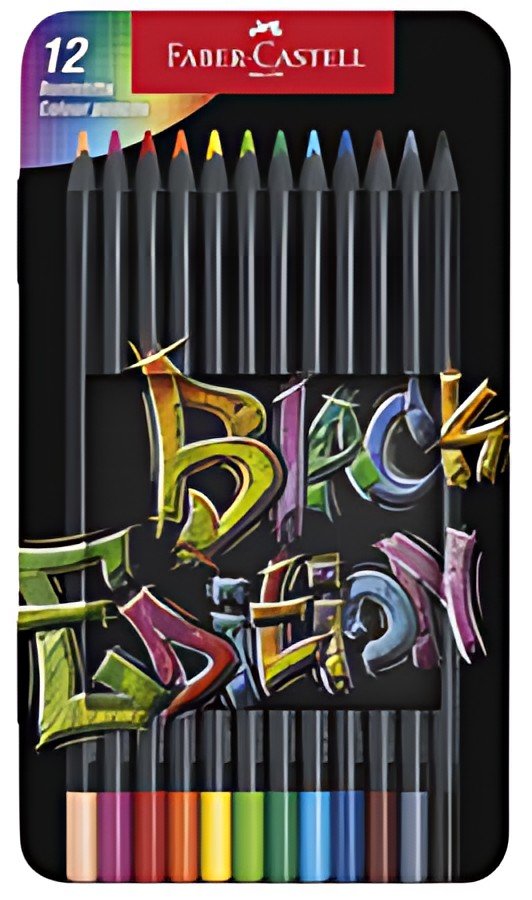 FABER-CASTELL Crayon de couleur Black Edition, étui de 12