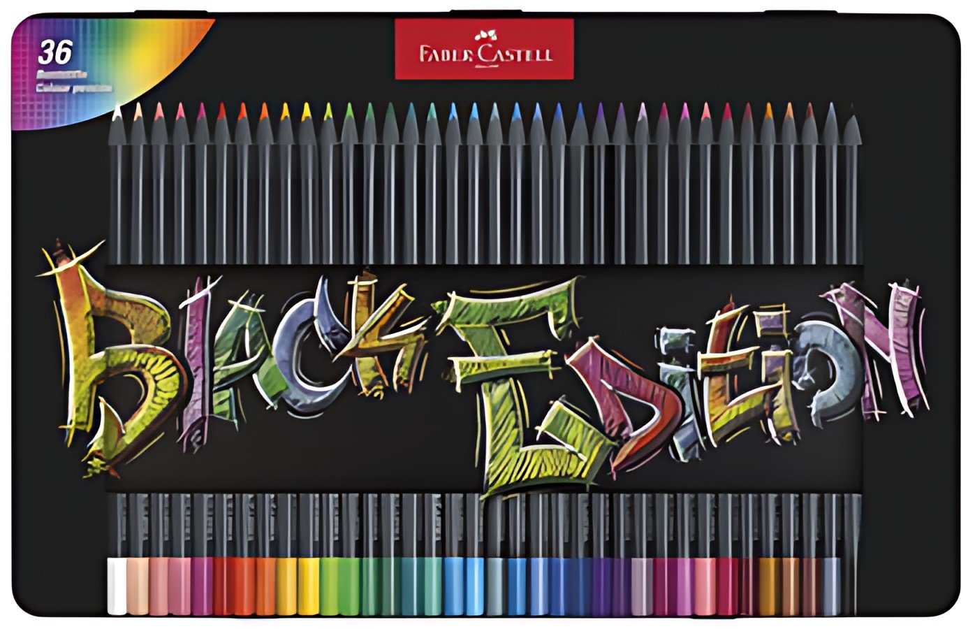 FABER-CASTELL Crayon de couleur Black Edition, étui de 36