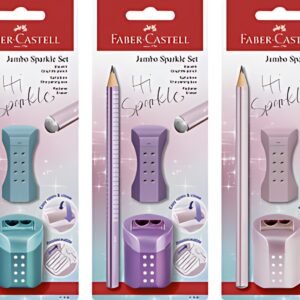 FABER-CASTELL Kit d'écriture Jumbo GRIP SPARKLE, assorti