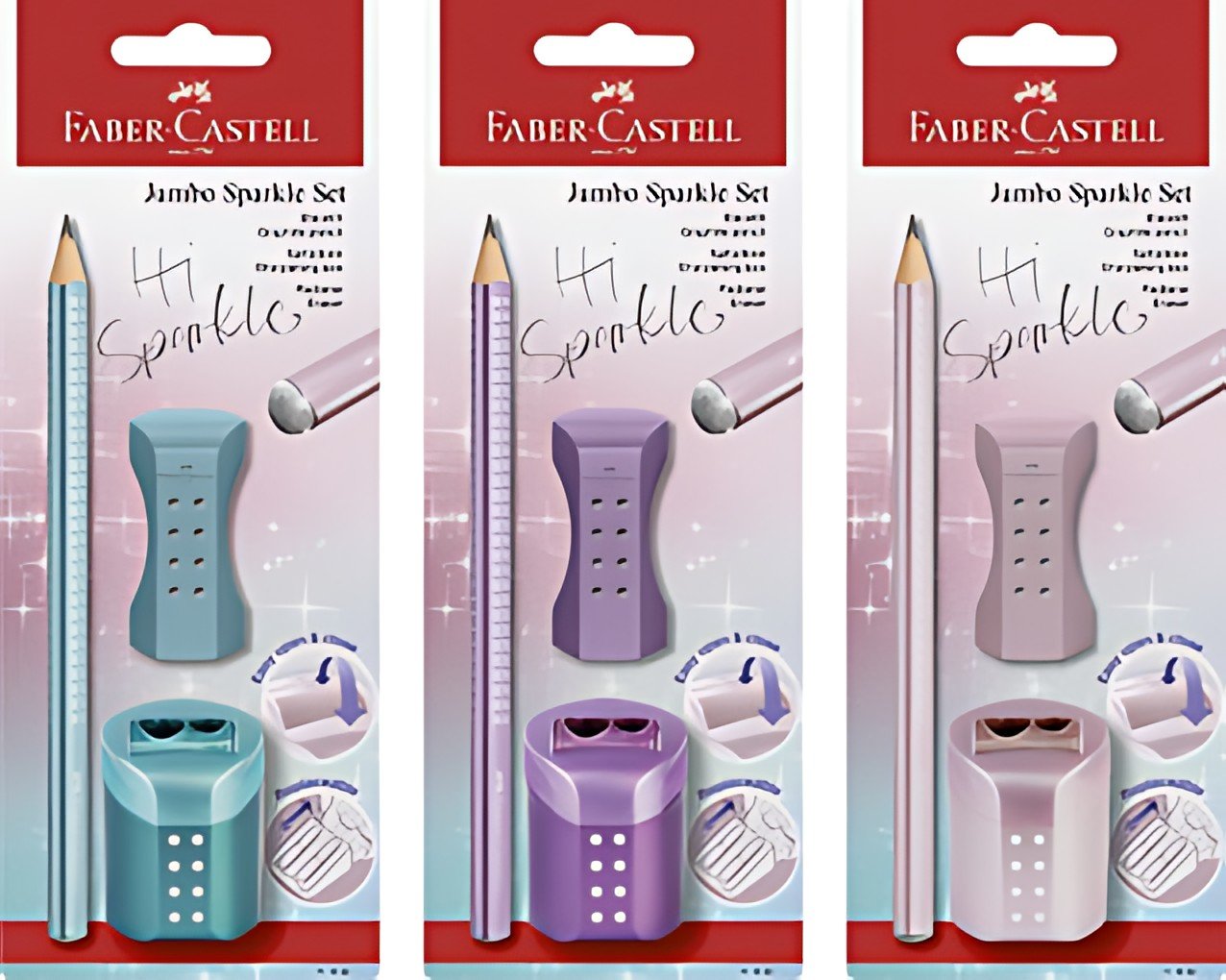 FABER-CASTELL Kit d'écriture Jumbo GRIP SPARKLE, assorti