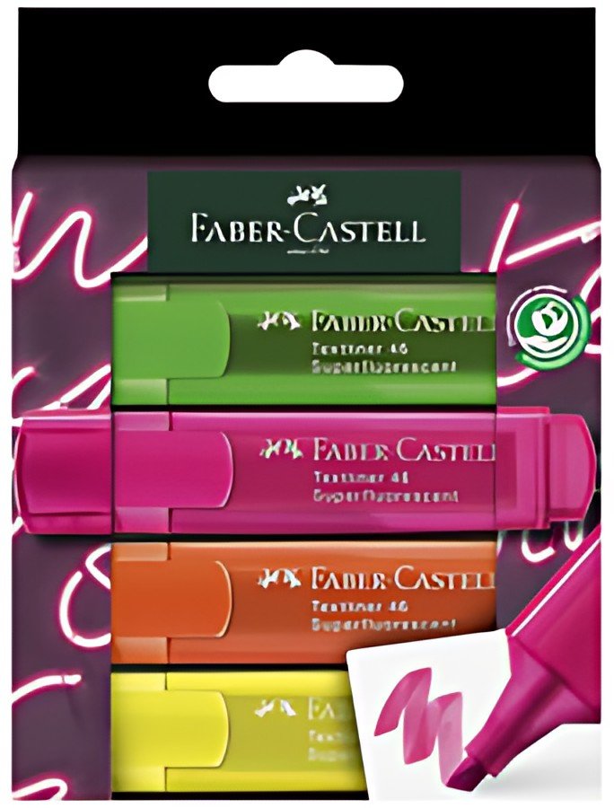 FABER-CASTELL Surligneur TEXTLINER 1546 NEON, étui de 4