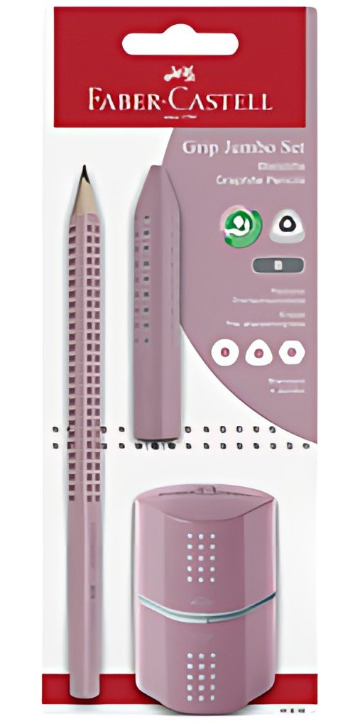 FABER-CASTELL Kit crayon de papier Jumbo GRIP, rose, blister