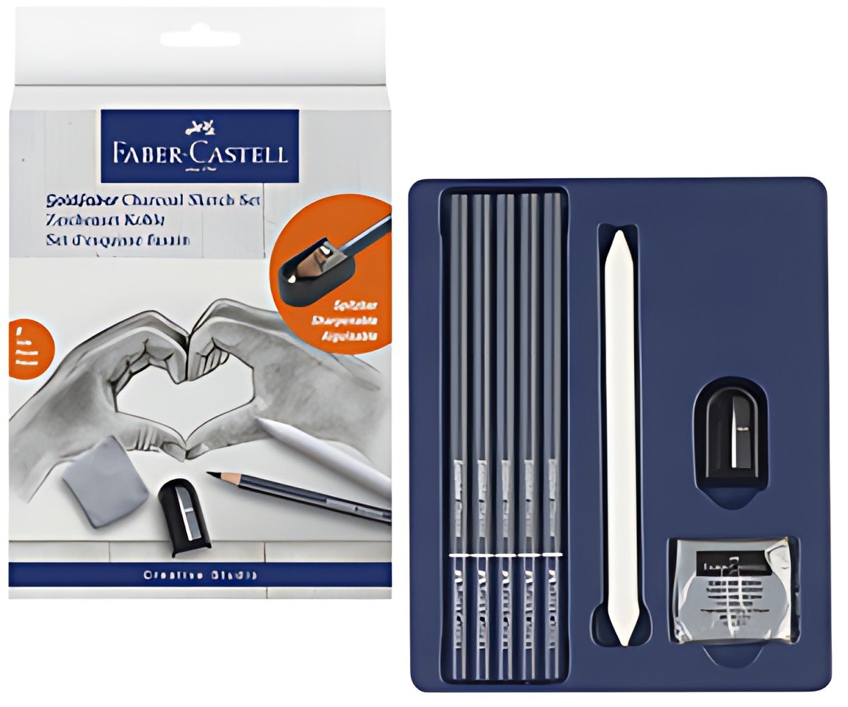 FABER-CASTELL Kit de dessin GOLDFABER CHARCOAL, 8 pièces