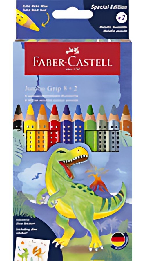 FABER-CASTELL Crayon de couleur triangulaire Jumbo GRIP Dino