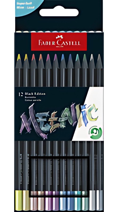FABER-CASTELL Crayon de couleur Black Edition, étui de 12