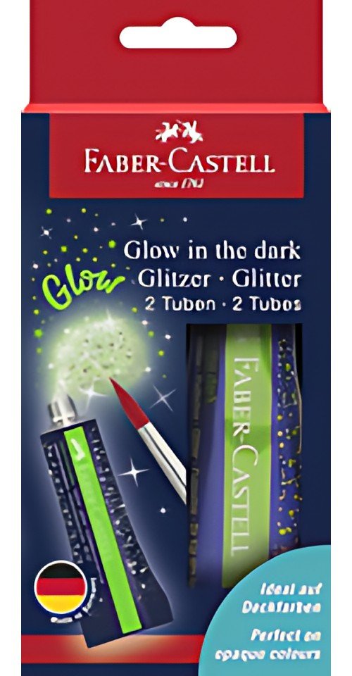 FABER-CASTELL Gel à paillettes Glow in the dark, 2 x 12 ml