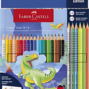 FABER-CASTELL Crayon de couleur Colour GRIP Dino, 18+6