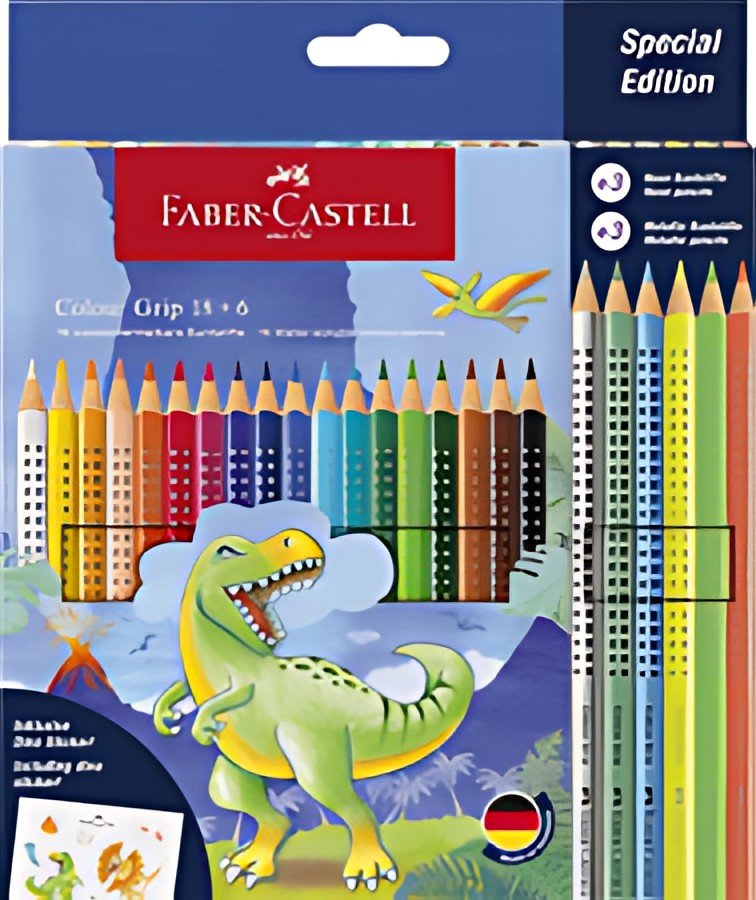FABER-CASTELL Crayon de couleur Colour GRIP Dino, 18+6