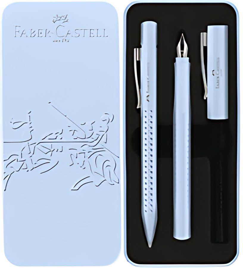 FABER-CASTELL Set d'écriture GRIP 2010 Harmony, bleu ciel