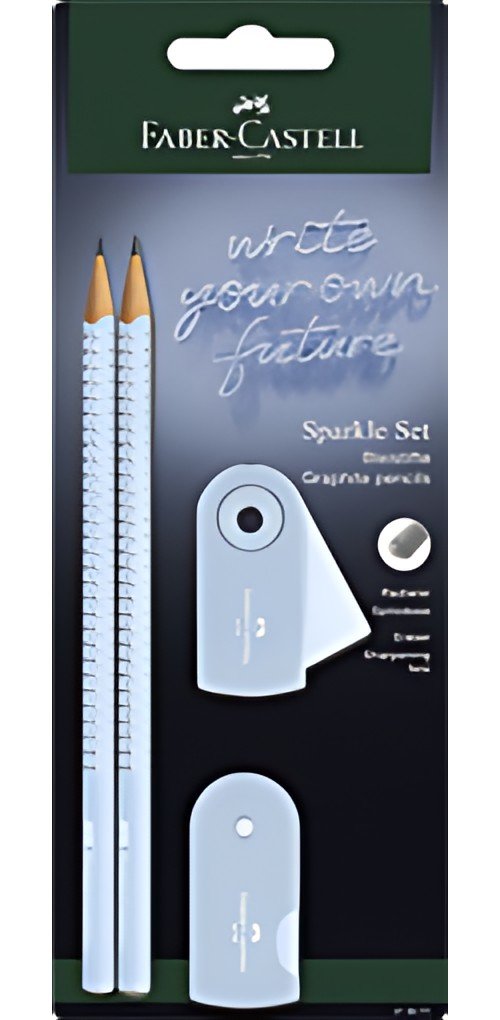 FABER-CASTELL Kit d'écriture GRIP SPARKLE, bleu ciel