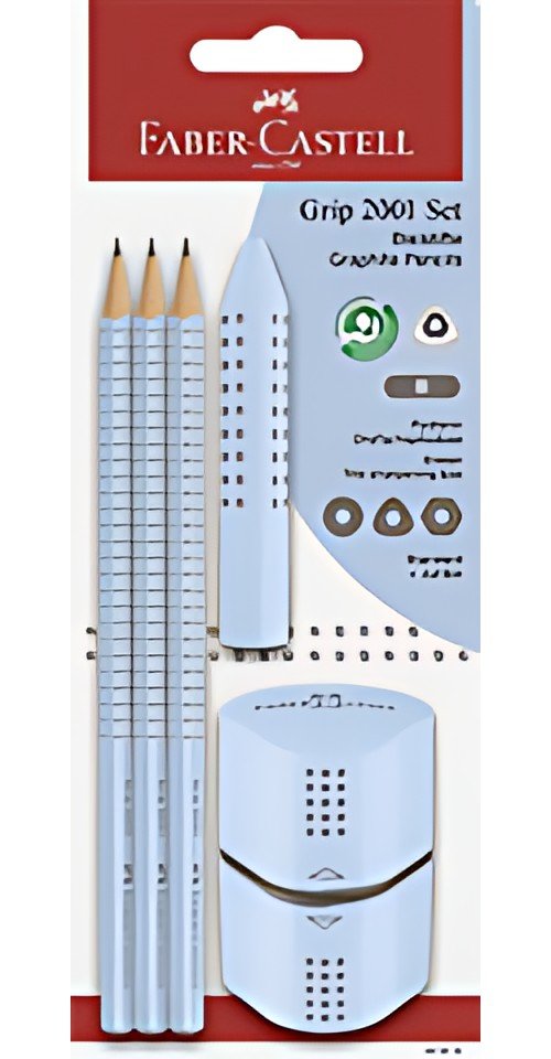 FABER-CASTELL Kit crayons GRIP 2001, bleu ciel, blister