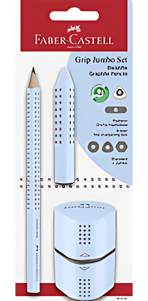 FABER-CASTELL Kit crayon Jumbo GRIP, bleu ciel, blister