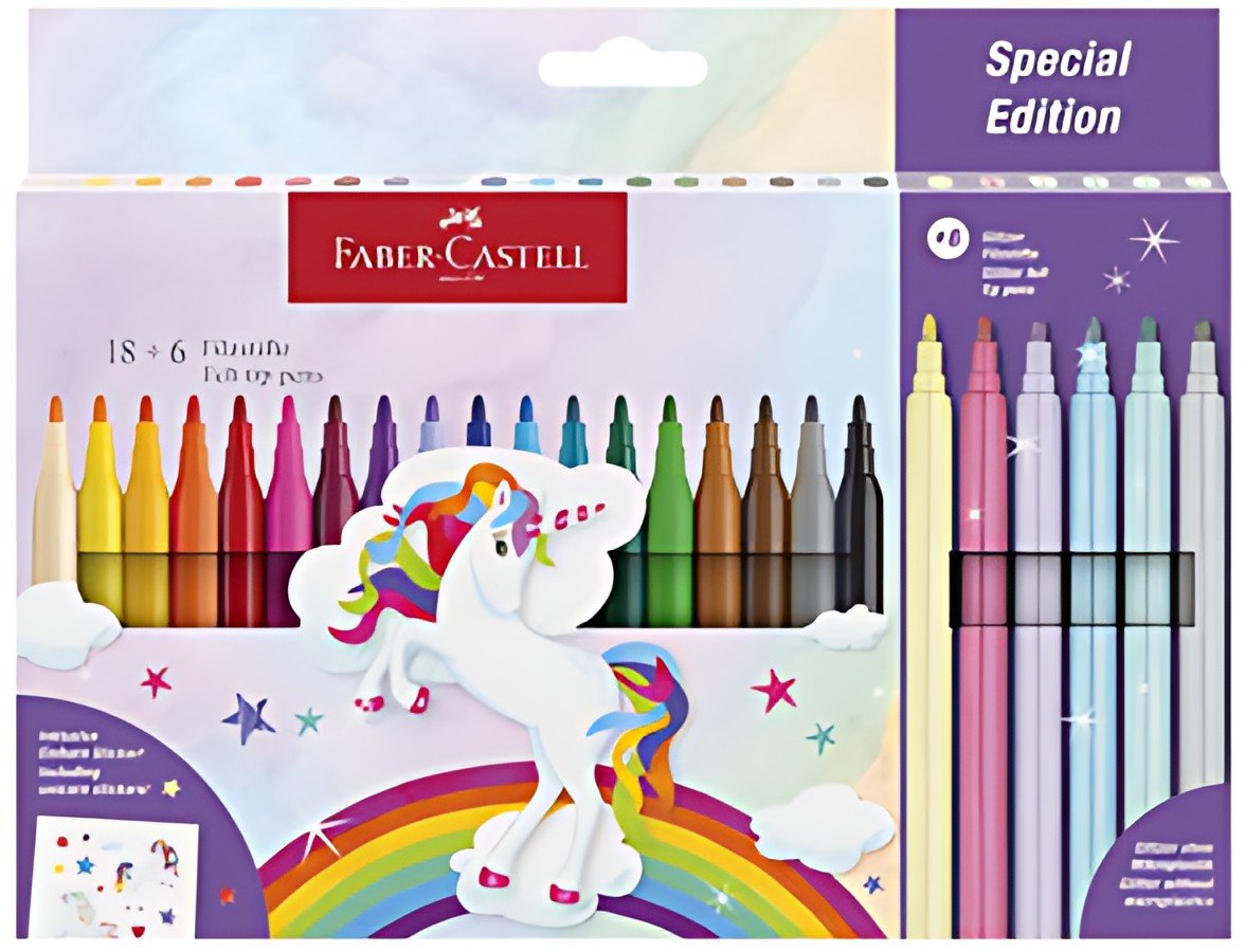 FABER-CASTELL Feutre licorne, étui carton 18+6