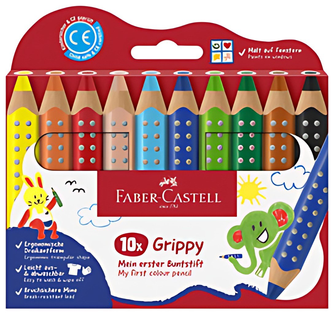 FABER-CASTELL Crayon de couleur Grippy, étui carton de 10