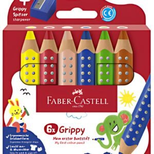 FABER-CASTELL Crayon de couleur Grippy, étui carton de 6