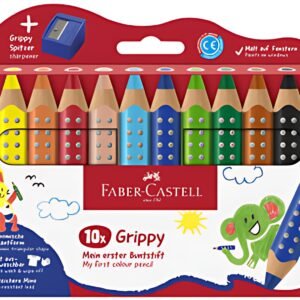 FABER-CASTELL Crayon de couleur Grippy, étui carton de 10