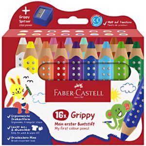 FABER-CASTELL Crayon de couleur Grippy, étui carton de 16