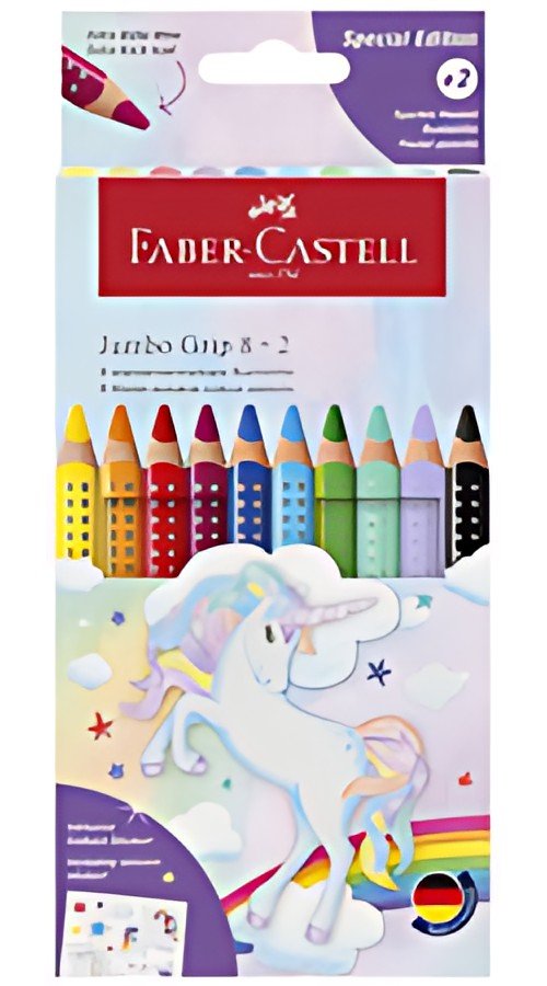 FABER-CASTELL Crayon de couleur Jumbo GRIP Licorne, 8+2