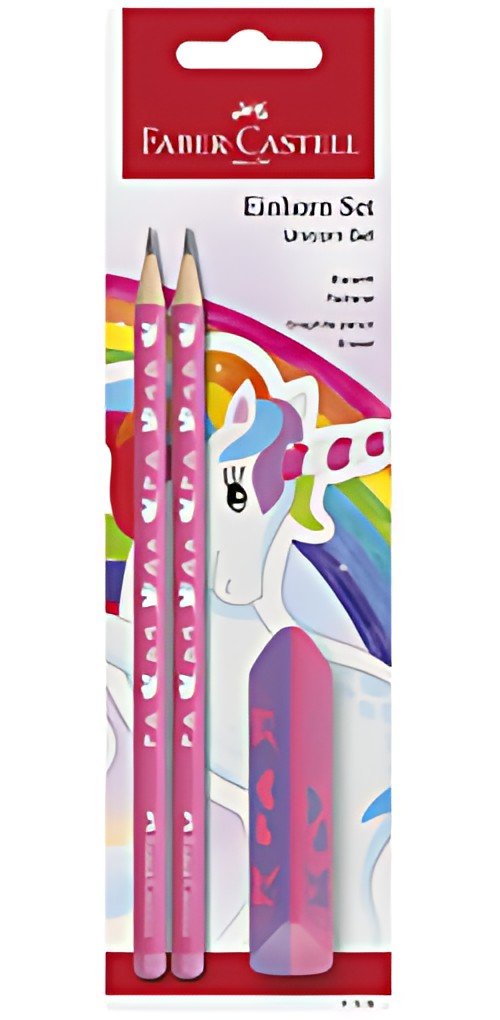 FABER-CASTELL Kit d'écriture Licorne, 3 pièces, rose