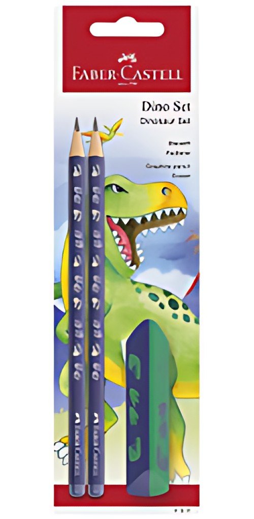 FABER-CASTELL Kit d'écriture Dino, 3 pièces, bleu