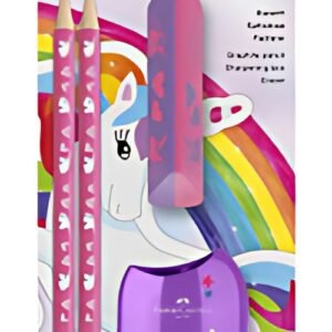 FABER-CASTELL Kit d'écriture Licorne, 4 pièces, rose
