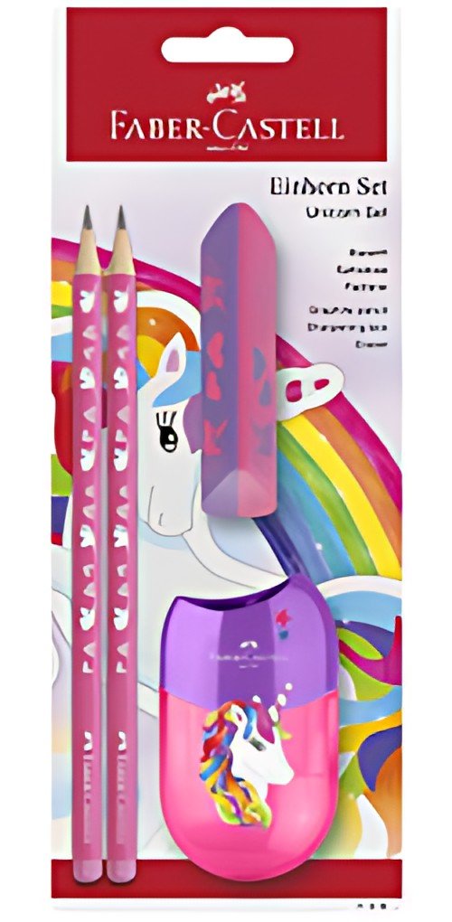 FABER-CASTELL Kit d'écriture Licorne, 4 pièces, rose