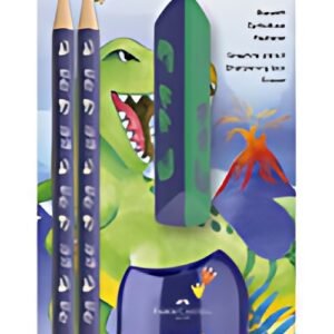 FABER-CASTELL Kit d'écriture Dino, 4 pièces, bleu