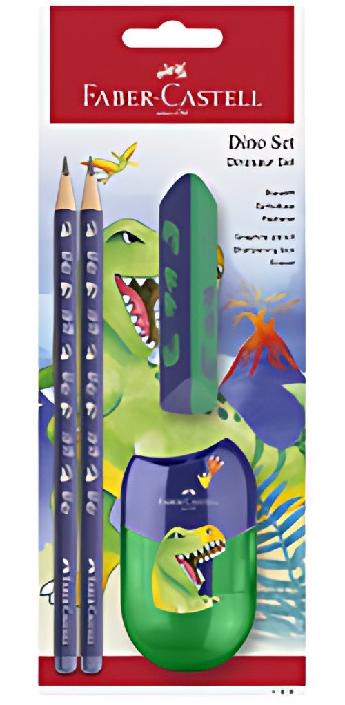 FABER-CASTELL Kit d'écriture Dino, 4 pièces, bleu
