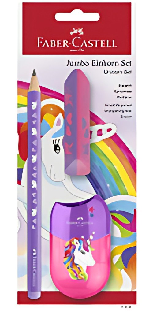 FABER-CASTELL Kit d'écriture Licorne Jumbo, 3 pièces, violet