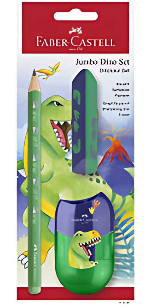 FABER-CASTELL Kit d'écriture Dino Jumbo, 3 pièces, vert