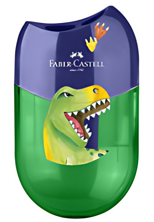 FABER-CASTELL Taille-crayon 2 trous "Dino", vert/bleu